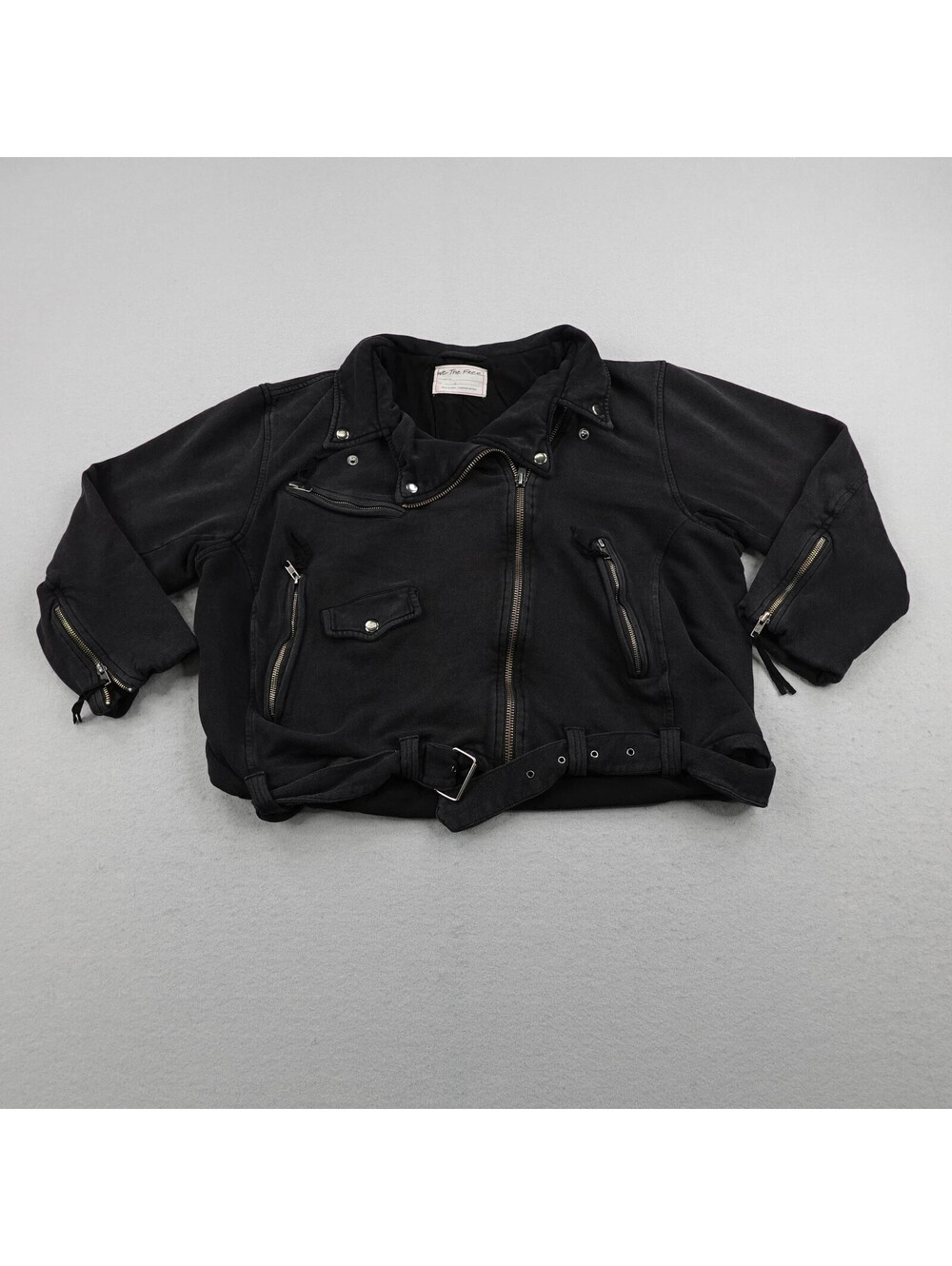 Free People Jacket Womens Large Black We The Free Rebel Rebel Knit Moto Coat